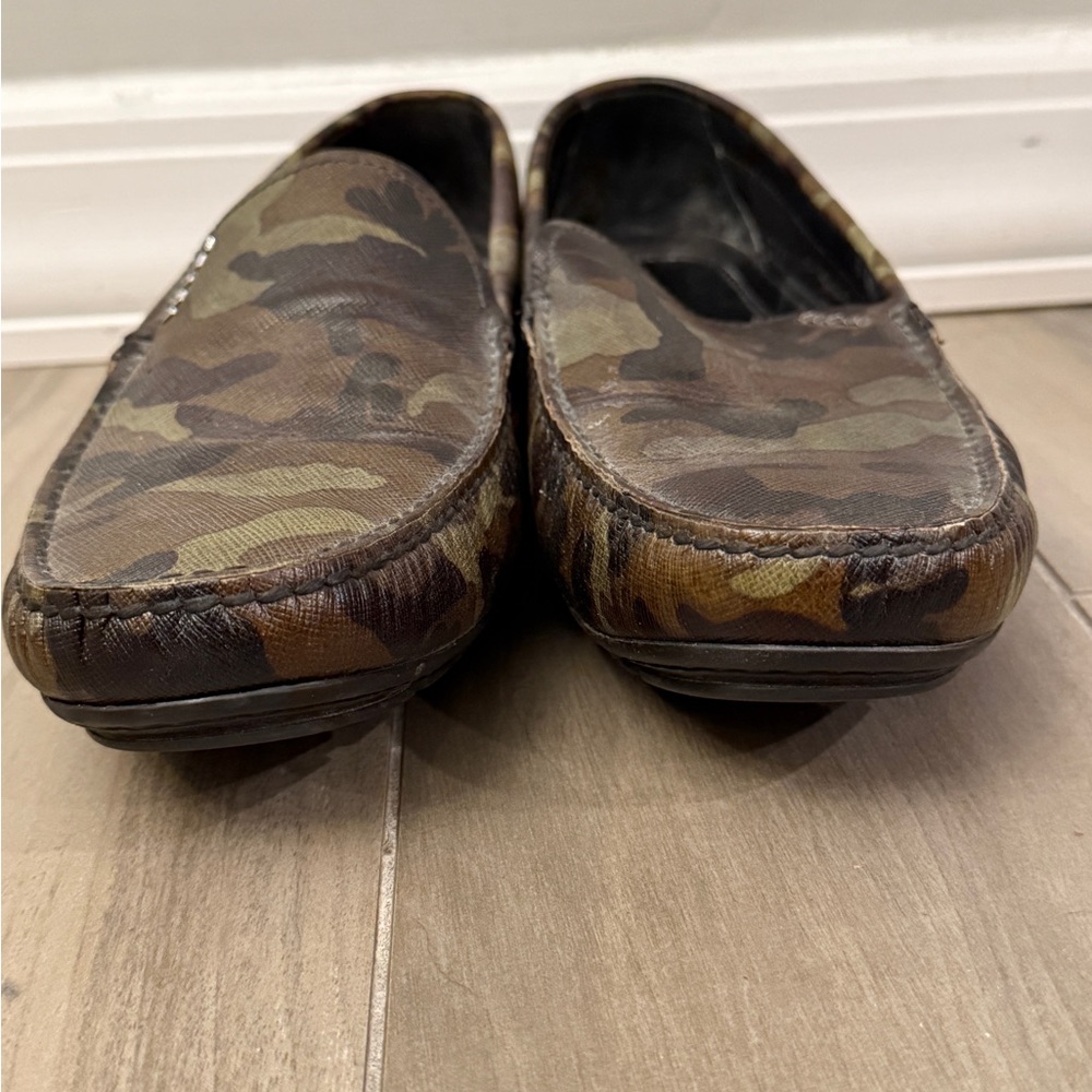 Prada Brown and Green Camouflage Loafers - Picture 5 of 6